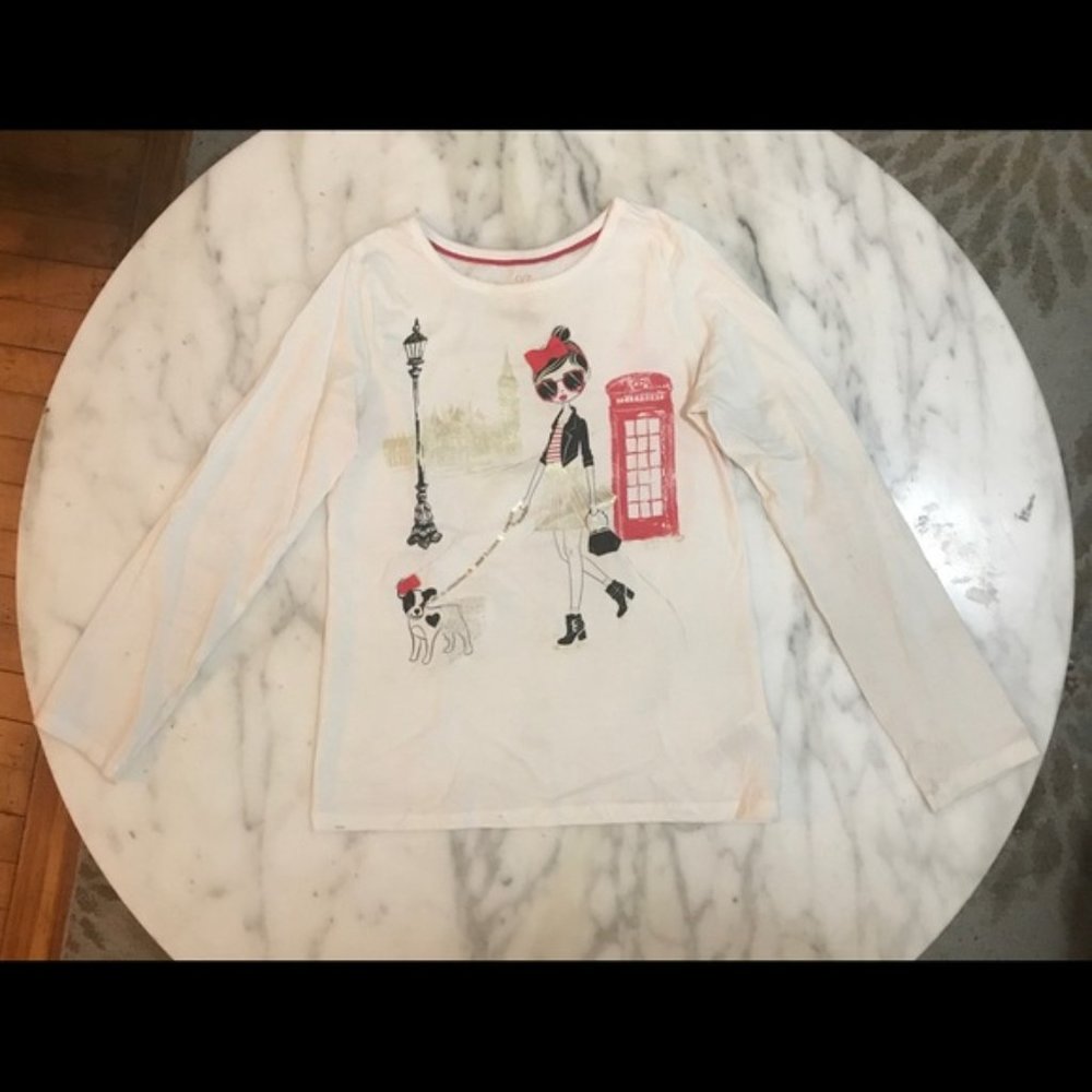 Eggshell white long sleeve graphic tee